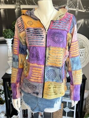 Rising International Patchwork Hoodie – Multicolor – Size L